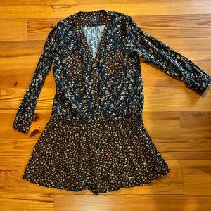 Anthropologie Maeve Black and Yellow Floral Blouse
